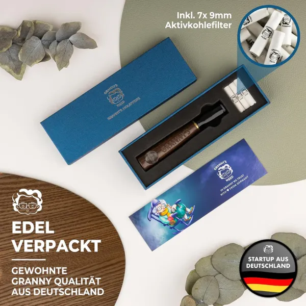 Pfeife Holzpfeife aus Nussbaum mit 9mm Filter GRANNY’S